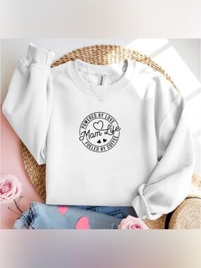 Powered By Love Fueled By Coffee White Crewneck Mom Life Sweatshirt